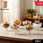 Serving Dessert Bowl Set - 6pcs Ice Cream, Salad, and Fruit Bowls (Brown Box) - Image 2
