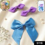 Elegant Satin Ribbon Bow Hair Clips Set (3 Pc) - Image 2