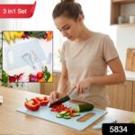 3 in 1 Kitchen Knife & Chopping Board Set (1 Set) - Image 2