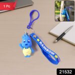 Cute Cartoon Character Keychain with Silicone Strap & Carabiner Clip – 1 Pc - Image 2