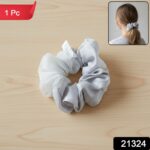 Dual-Tone Satin & Mesh Fabric Hair Scrunchie (1 Pc) - Image 2