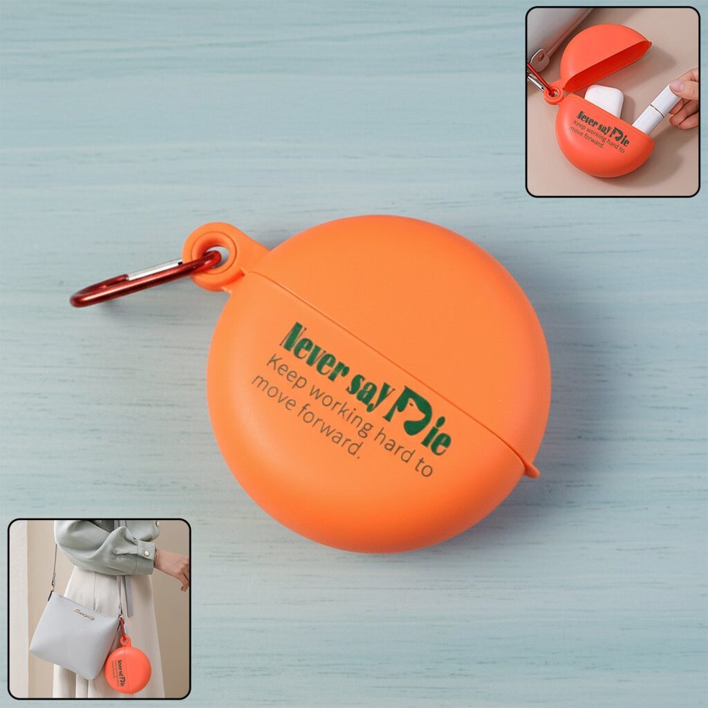 Round plastic storage box with keychain