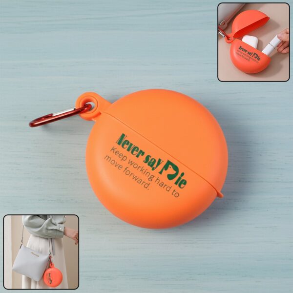 Round plastic storage box with keychain